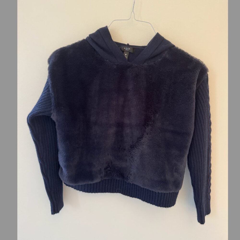 Navy Hooded Aqua Girls Sweater